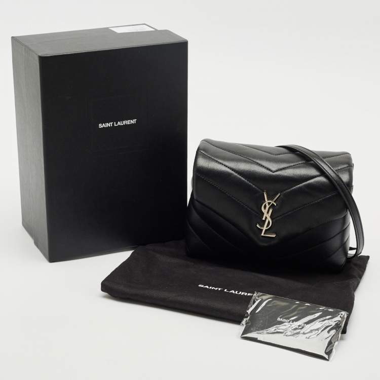 Pre Owned Saint Laurent Black Matelassé Leather Toy Loulou Crossbody Bag