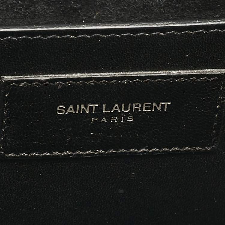 مملوكة مسبقًا Saint Laurent Black Ceramic Effect Leather Cassandre Tassel Clutch