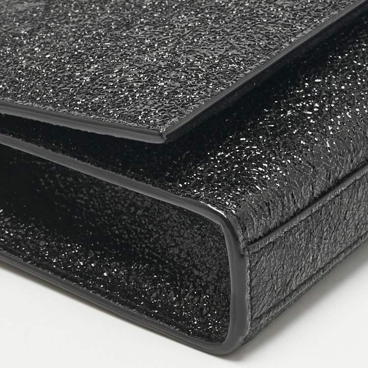 مملوكة مسبقًا Saint Laurent Black Ceramic Effect Leather Cassandre Tassel Clutch