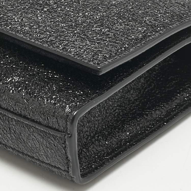 مملوكة مسبقًا Saint Laurent Black Ceramic Effect Leather Cassandre Tassel Clutch
