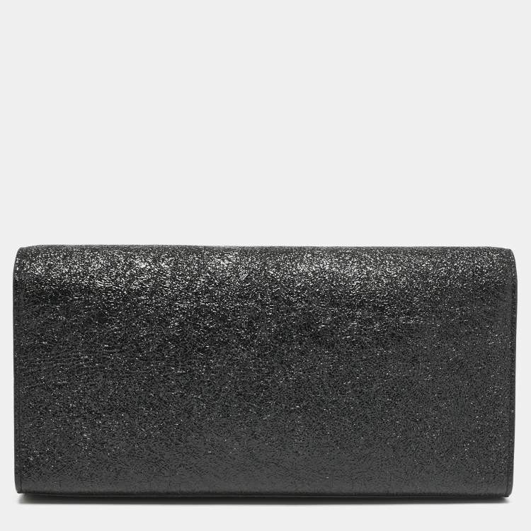 مملوكة مسبقًا Saint Laurent Black Ceramic Effect Leather Cassandre Tassel Clutch
