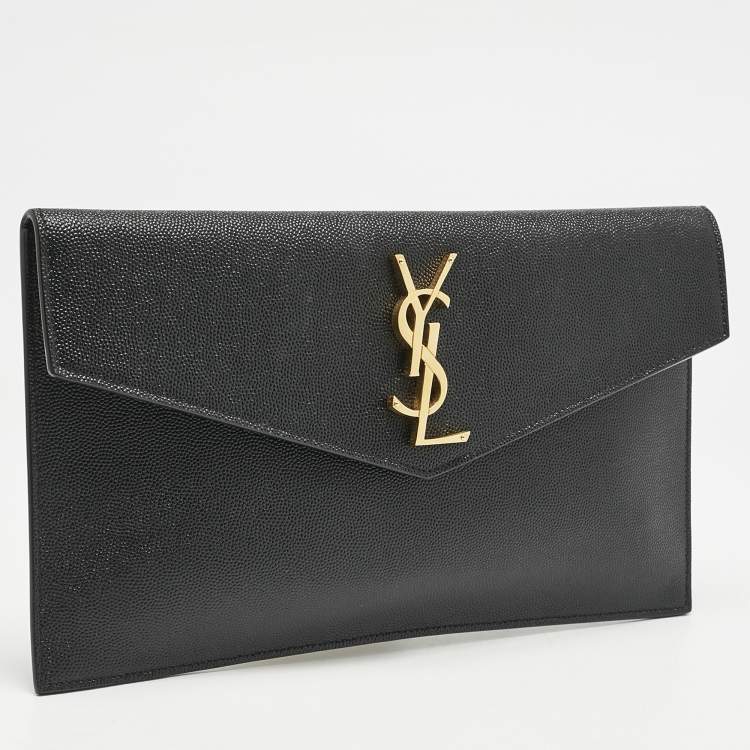 Pre Owned Saint Laurent Black Leather Uptown Pouch