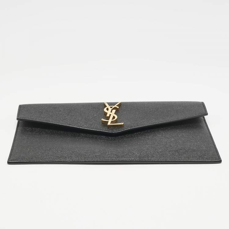 Pre Owned Saint Laurent Black Leather Uptown Pouch