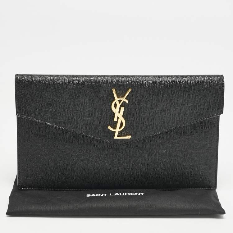 Pre Owned Saint Laurent Black Leather Uptown Pouch