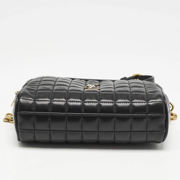 Pre Owned Saint Laurent Black Matelasse Carre Leather Cassandre Camera Bag