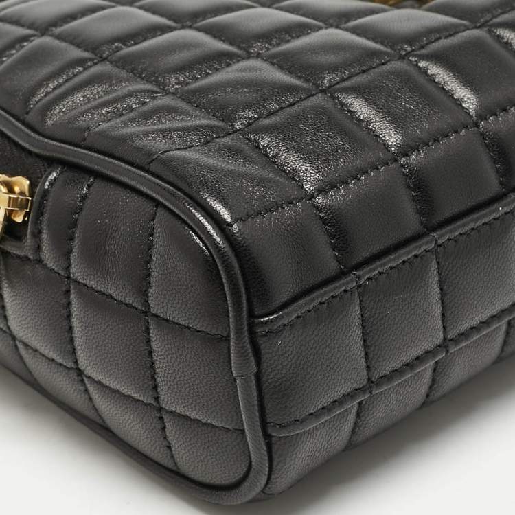 Pre Owned Saint Laurent Black Matelasse Carre Leather Cassandre Camera Bag