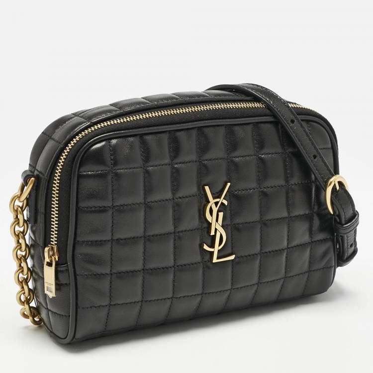 Pre Owned Saint Laurent Black Matelasse Carre Leather Cassandre Camera Bag