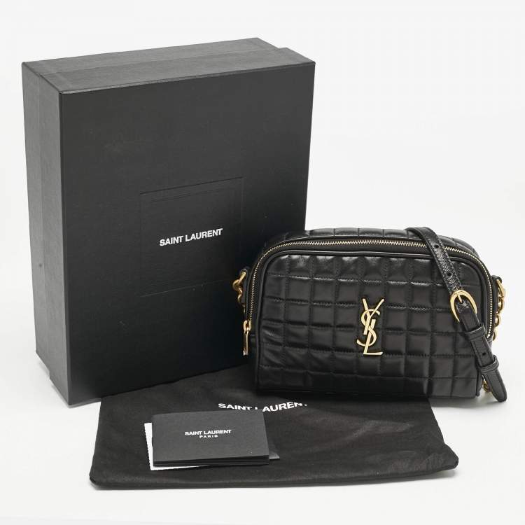 Pre Owned Saint Laurent Black Matelasse Carre Leather Cassandre Camera Bag