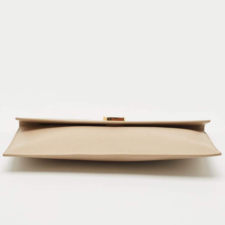 Pre Owned Saint Laurent Beige Leather Uptown Pouch