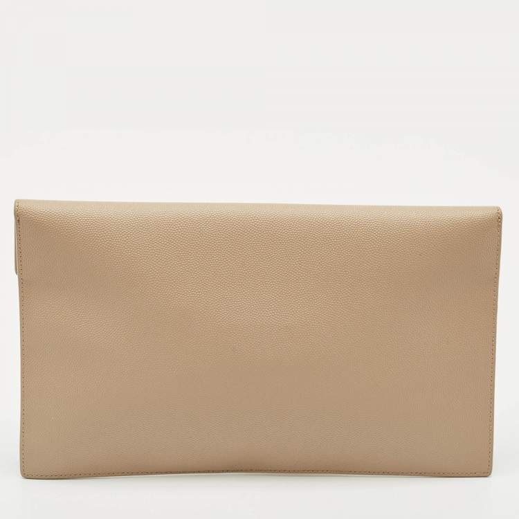 Pre Owned Saint Laurent Beige Leather Uptown Pouch