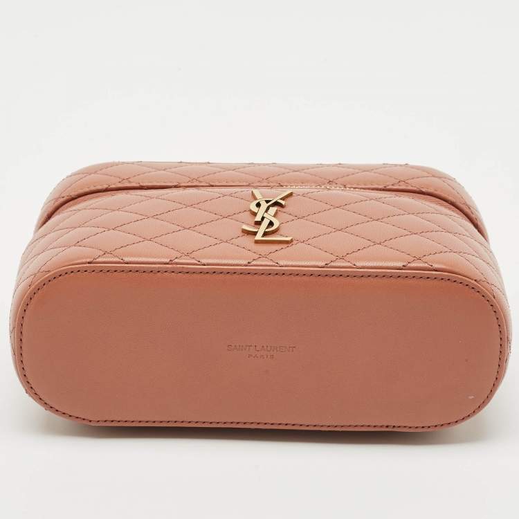 Pre Owned Saint Laurent Barely Pink Quilted Leather Gaby Vanity Bag