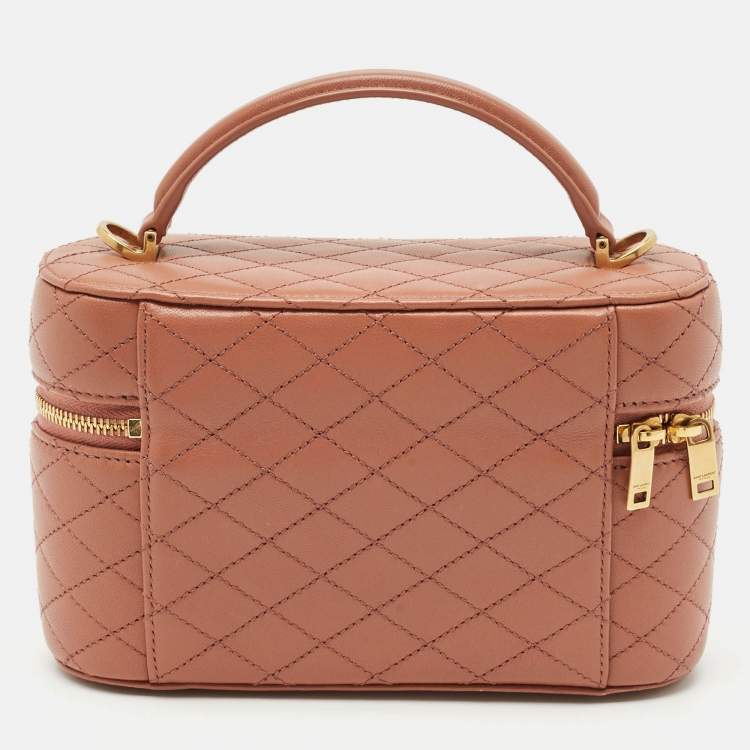 Pre Owned Saint Laurent Barely Pink Quilted Leather Gaby Vanity Bag