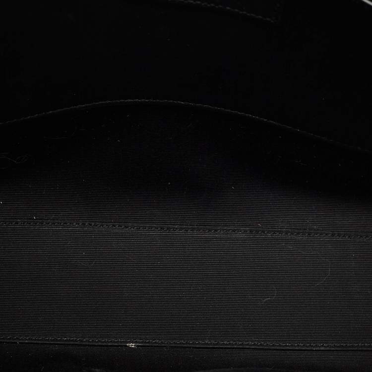 Pre Owned Saint Laurent Black Croc Embossed Leather Manhattan Shoulder Bag
