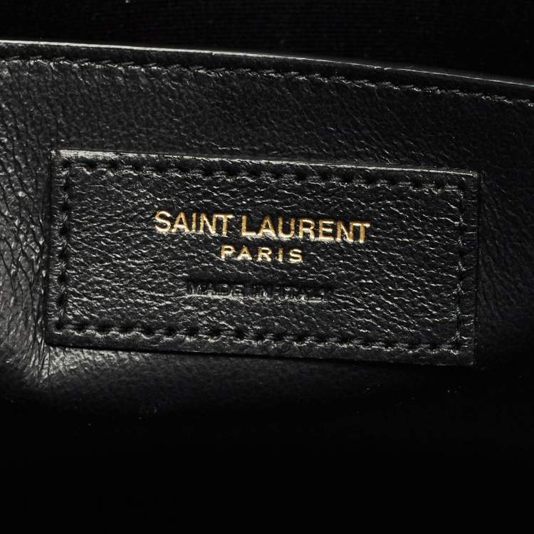 Pre Owned Saint Laurent Black Croc Embossed Leather Manhattan Shoulder Bag