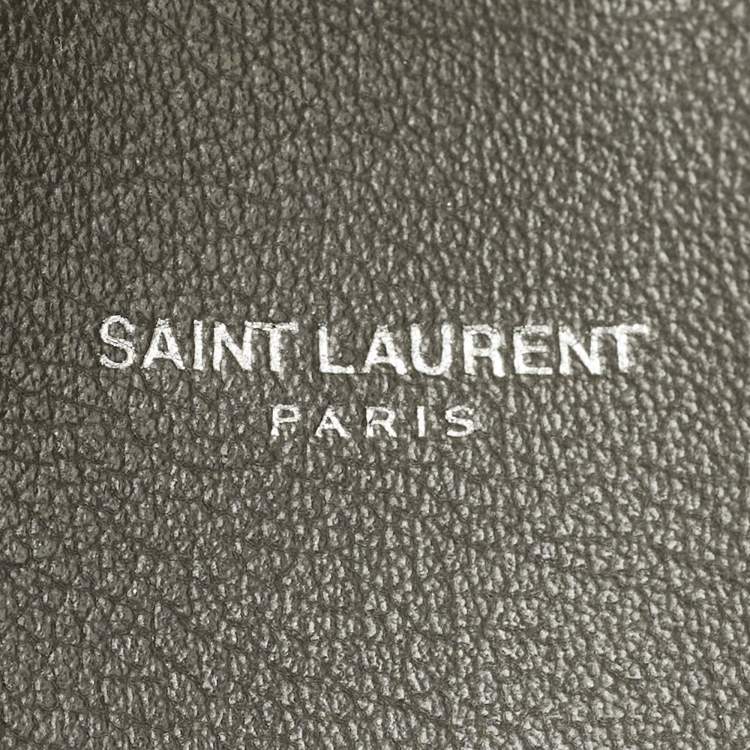 Pre Owned Saint Laurent Grey Leather Fringe E/W Shopping Tote