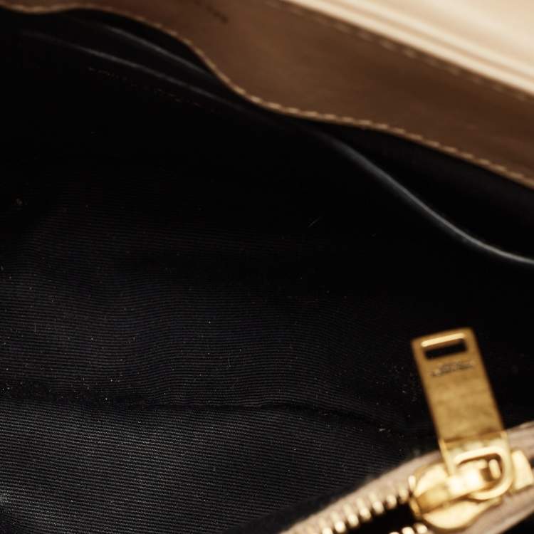 Pre Owned Saint Laurent Beige Matelassé Leather Small Loulou Shoulder Bag