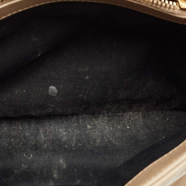 Pre Owned Saint Laurent Beige Matelassé Leather Small Loulou Shoulder Bag