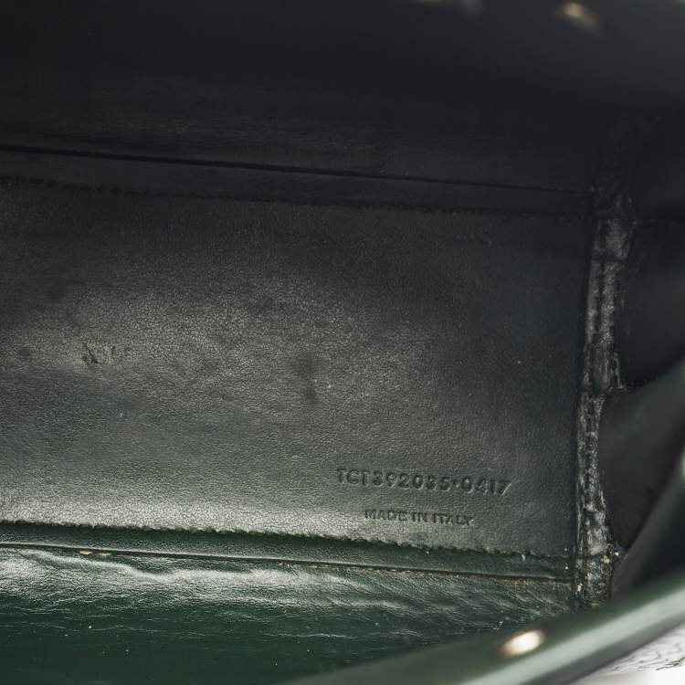 Pre Owned Saint Laurent Dark Green Croc Embossed Leather Nano Classic Sac De Jour Tote