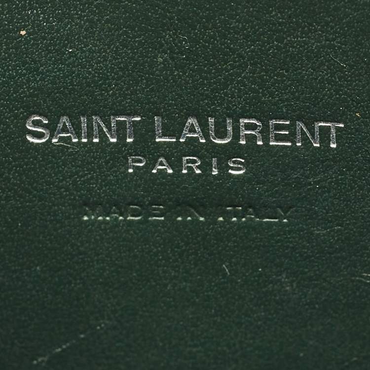 Pre Owned Saint Laurent Dark Green Croc Embossed Leather Nano Classic Sac De Jour Tote