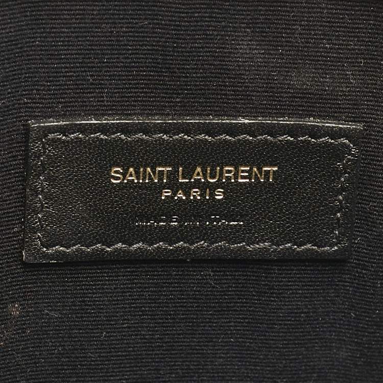 Pre Owned Saint Laurent Cream Croc Embossed Leather Uptown Pouch