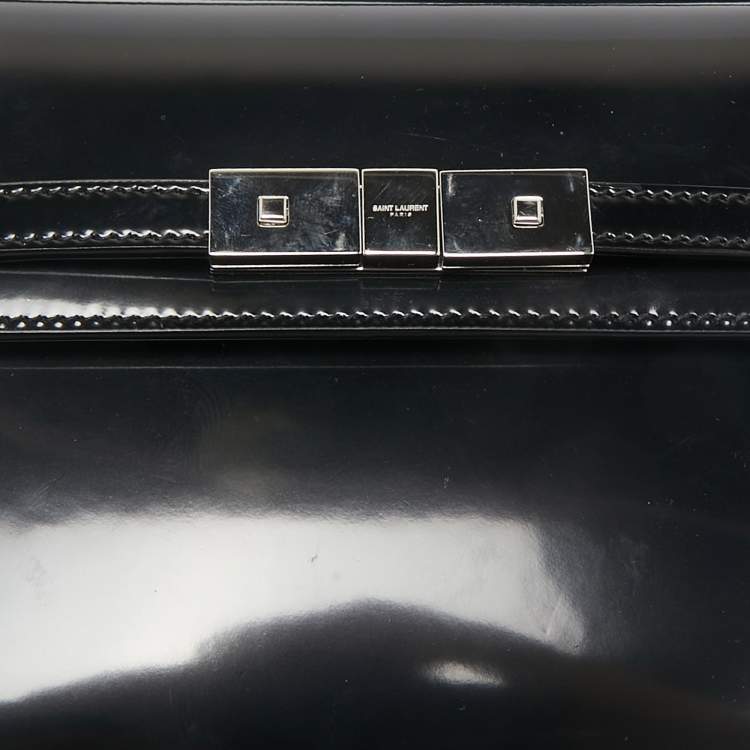 Pre Owned Saint Laurent Black Patent Leather Mini Manhattan Shoulder Bag