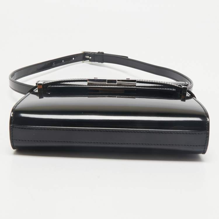 Pre Owned Saint Laurent Black Patent Leather Mini Manhattan Shoulder Bag