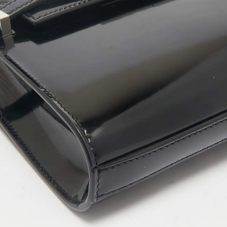 Pre Owned Saint Laurent Black Patent Leather Mini Manhattan Shoulder Bag
