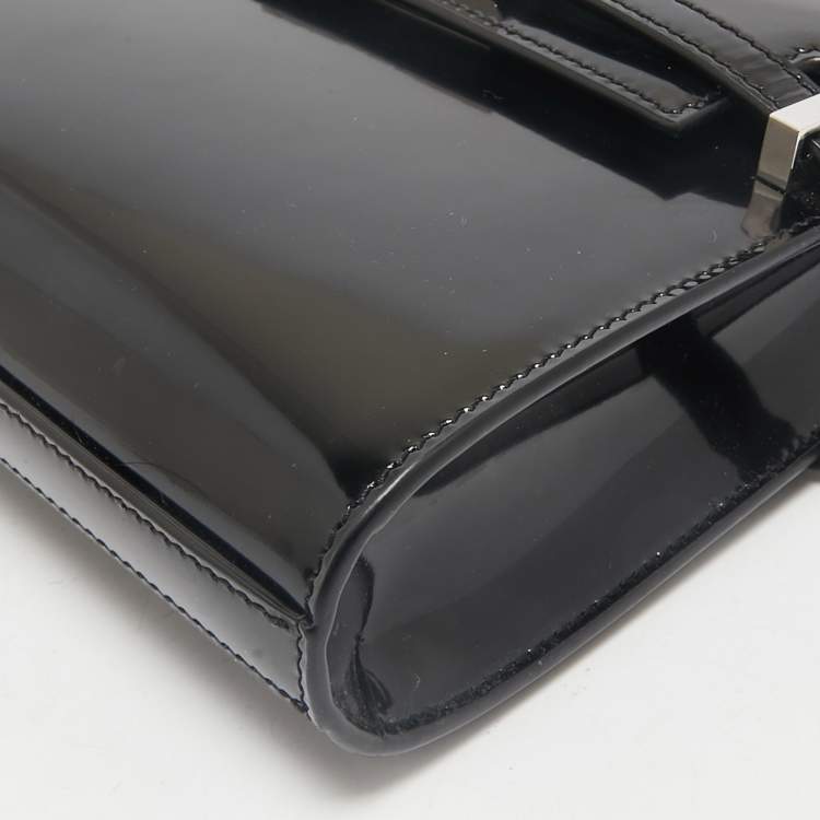 Pre Owned Saint Laurent Black Patent Leather Mini Manhattan Shoulder Bag