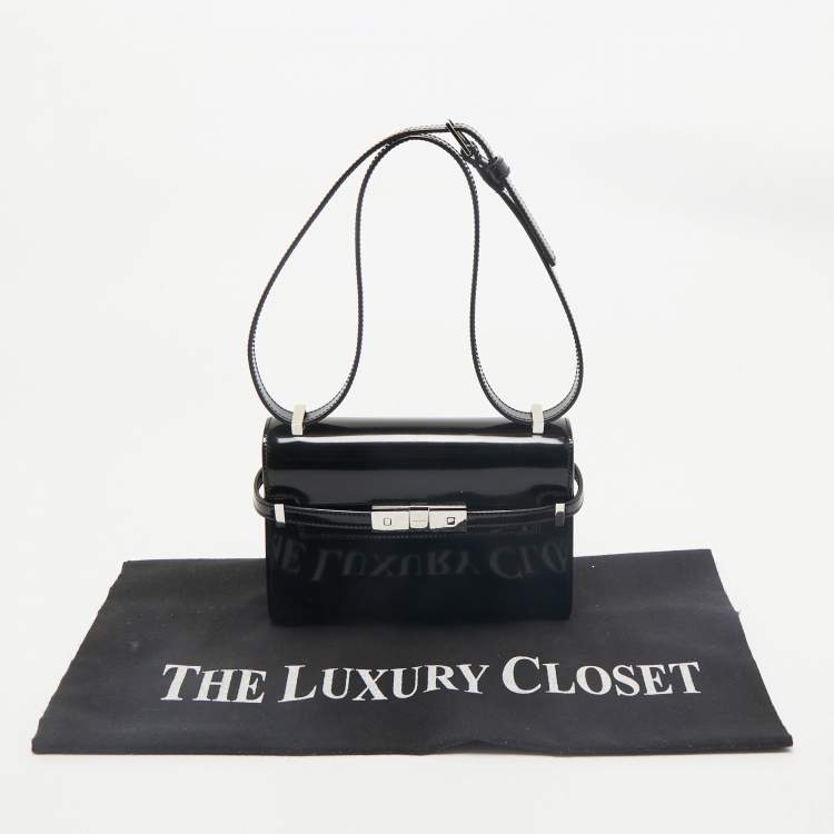 Pre Owned Saint Laurent Black Patent Leather Mini Manhattan Shoulder Bag