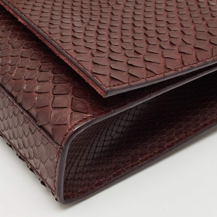 Pre Owned Saint Laurent Burgundy Python Medium Kate Tassel Shoulder Bag