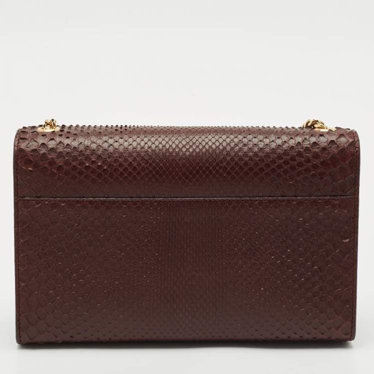 Pre Owned Saint Laurent Burgundy Python Medium Kate Tassel Shoulder Bag