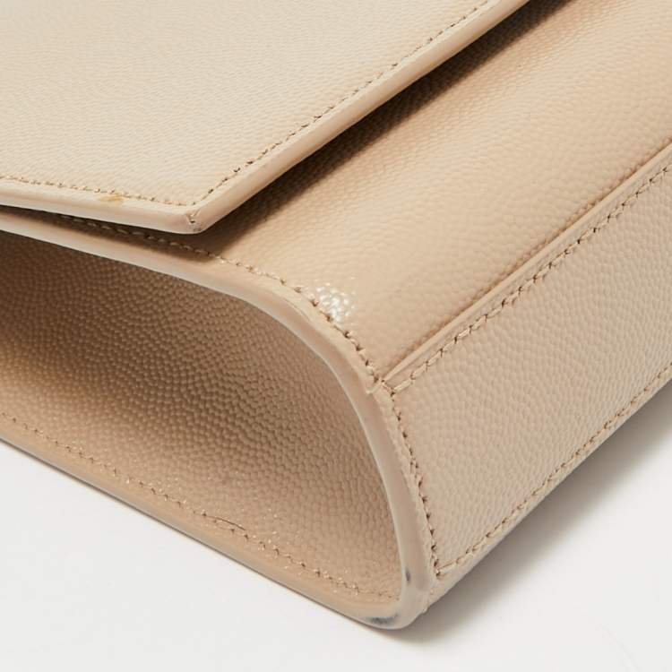 Pre Owned Saint Laurent Beige Leather Medium Kate Shoulder Bag