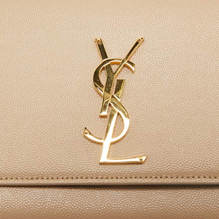 Pre Owned Saint Laurent Beige Leather Medium Kate Shoulder Bag
