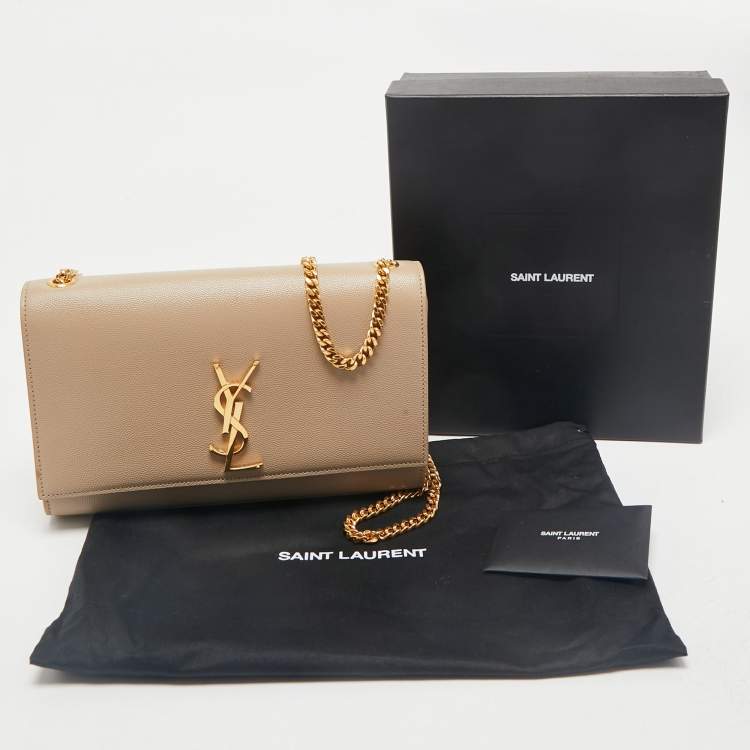 Pre Owned Saint Laurent Beige Leather Medium Kate Shoulder Bag