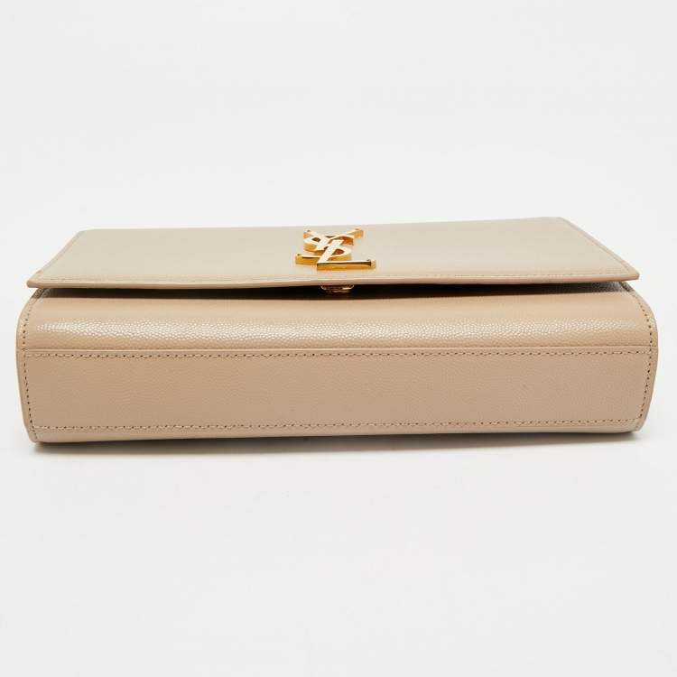 Pre Owned Saint Laurent Beige Leather Medium Kate Shoulder Bag