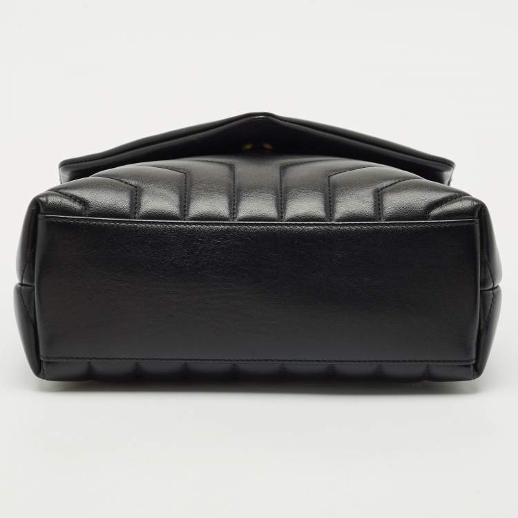Pre Owned Saint Laurent Black Quilted Leather Small Loulou Shoulder Bag