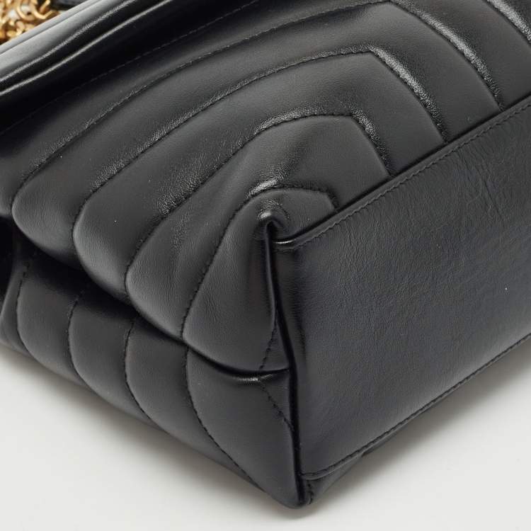 Pre Owned Saint Laurent Black Quilted Leather Small Loulou Shoulder Bag