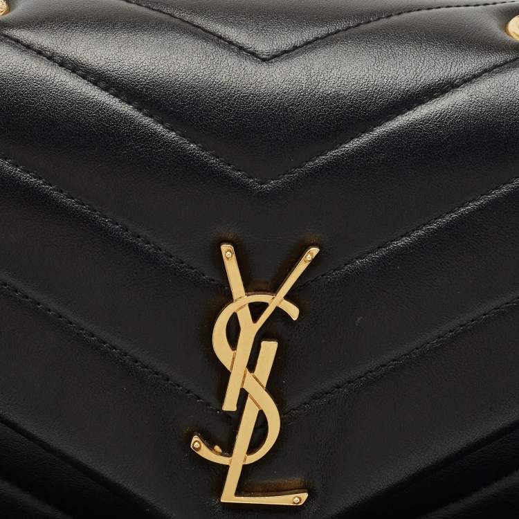 Pre Owned Saint Laurent Black Quilted Leather Small Loulou Shoulder Bag