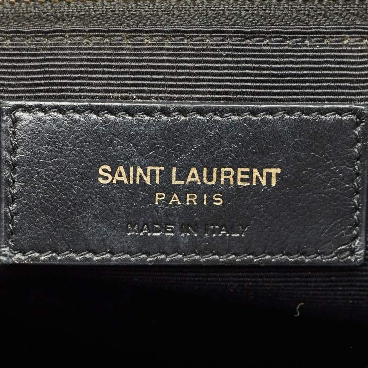 مملوكة مسبقًا Saint Laurent Black Chevron Leather Cassandre Shopper Tote