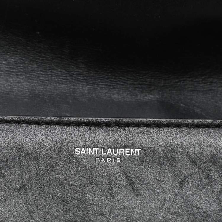 Pre Owned Saint Laurent Black Leather Betty Studded Flap Shoulder Bag