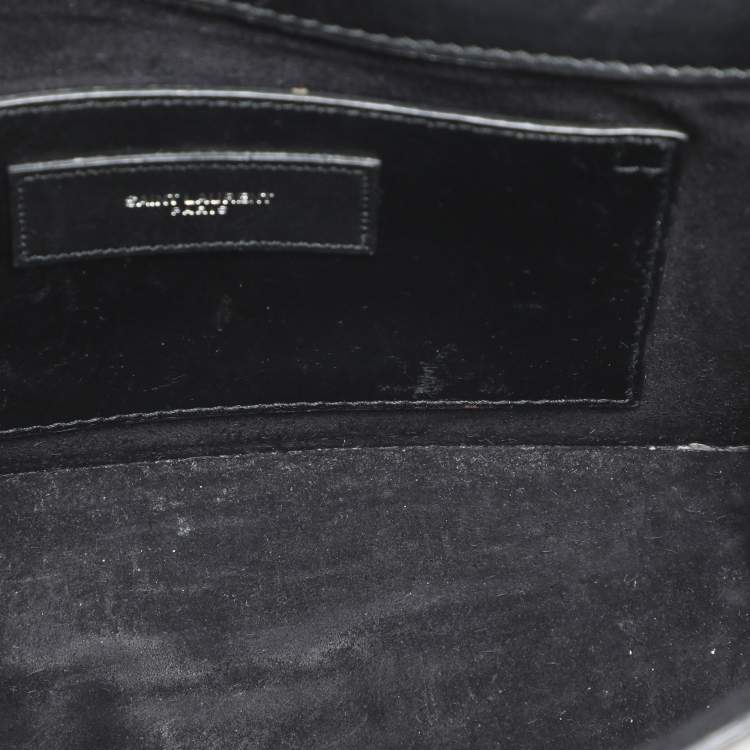 Pre Owned Saint Laurent Black Leather Betty Studded Flap Shoulder Bag