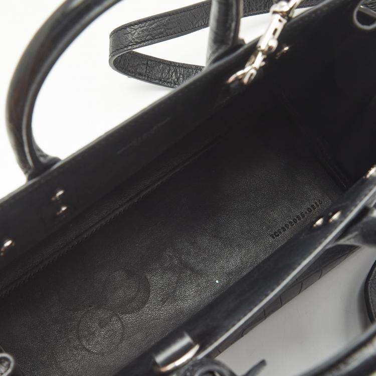Pre Owned Saint Laurent Black Croc Embossed Leather Nano Classic Sac De Jour Tote