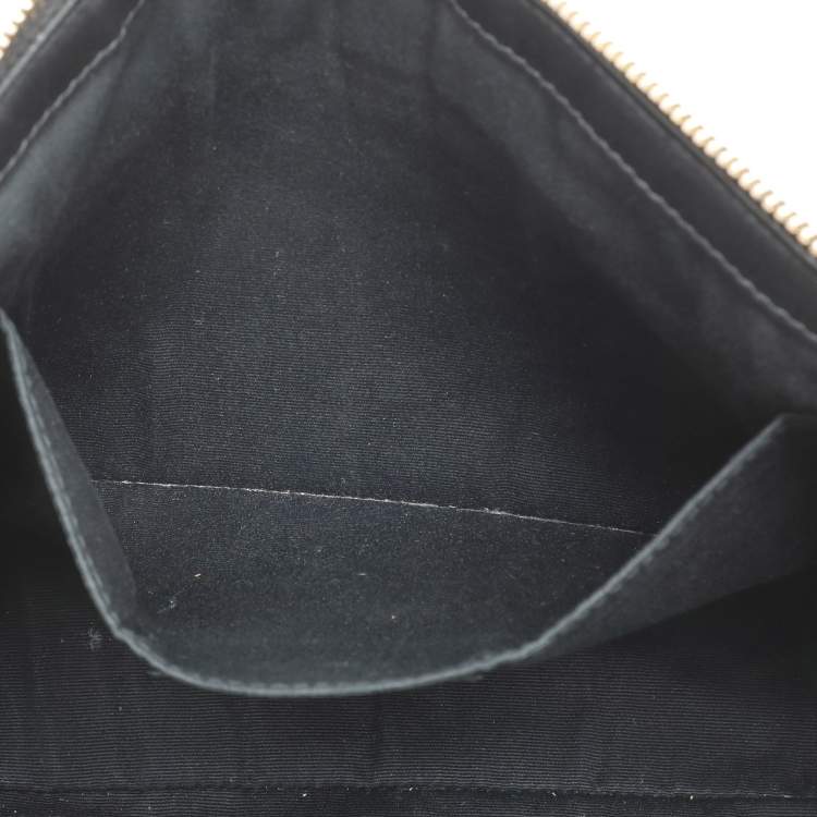 Pre Owned Saint Laurent Black Matelasse Leather Cassandre Wristlet Pouch