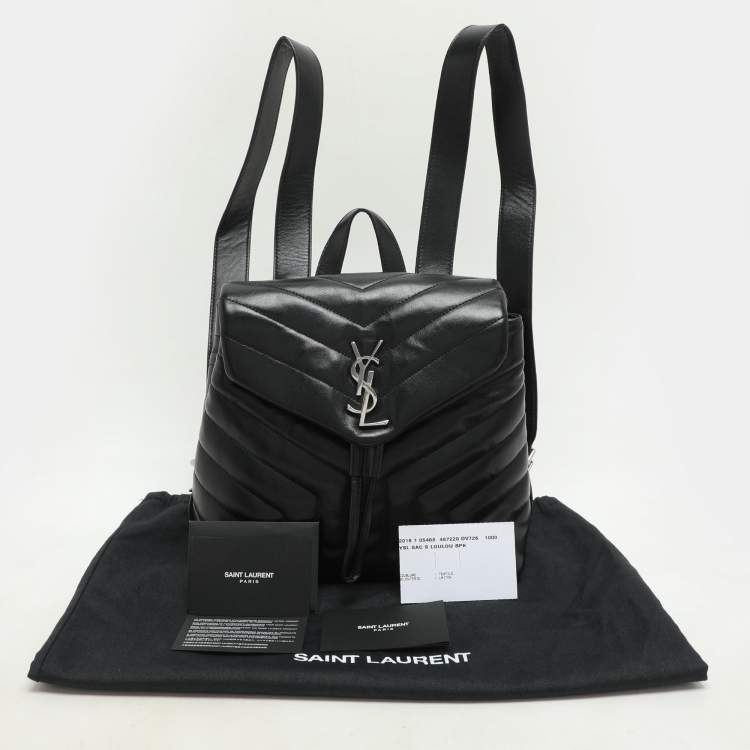 Pre Owned Saint Laurent Black Y Quilted Leather Loulou Backpack