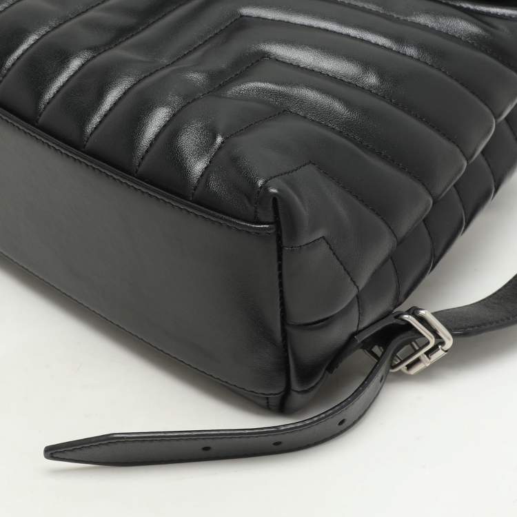 Pre Owned Saint Laurent Black Y Quilted Leather Loulou Backpack