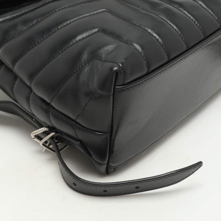 Pre Owned Saint Laurent Black Y Quilted Leather Loulou Backpack