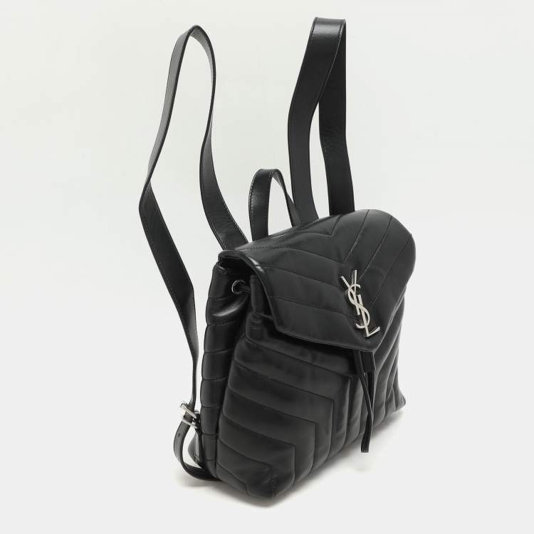 Pre Owned Saint Laurent Black Y Quilted Leather Loulou Backpack
