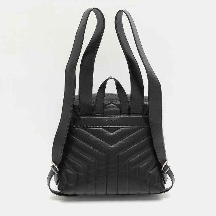 Pre Owned Saint Laurent Black Y Quilted Leather Loulou Backpack