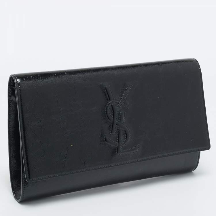 Pre Owned Saint Laurent Black Patent Leather Belle De Jour Clutch