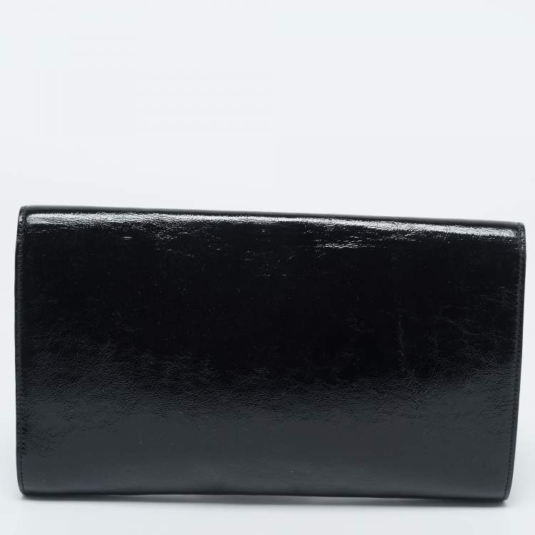 Pre Owned Saint Laurent Black Patent Leather Belle De Jour Clutch
